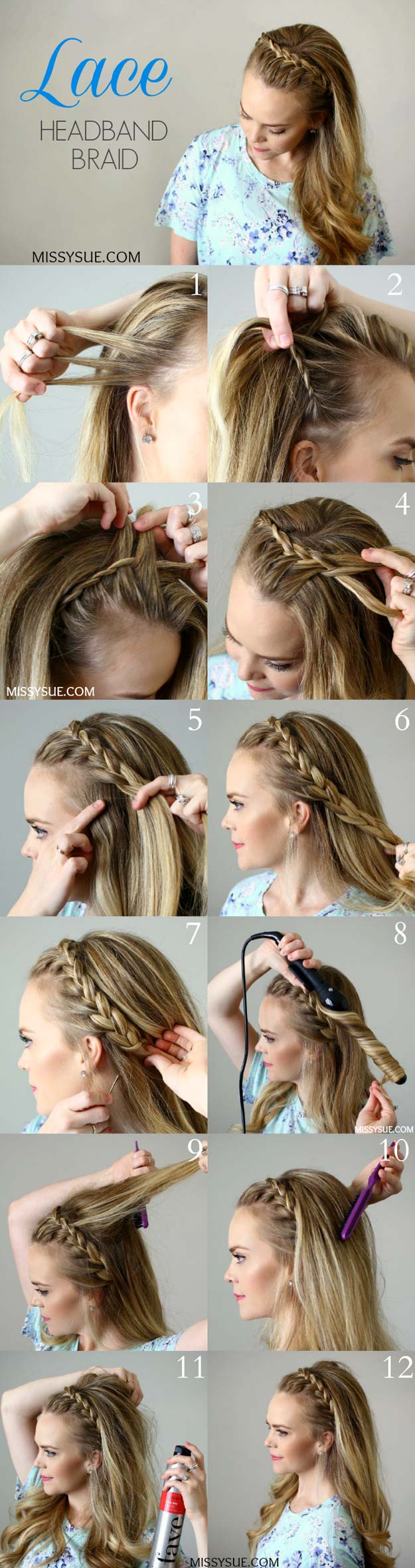 Best Hair Braiding Tutorials - Lace Headband Braid - Easy Step by Step Tutorials for Braids - How To Braid Fishtail, French Braids, Flower Crown, Side Braids, Cornrows, Updos - Cool Braided Hairstyles for Girls, Teens and Women - School, Day and Evening, Boho, Casual and Formal Looks #hairstyles #braiding #braidingtutorials #diyhair 