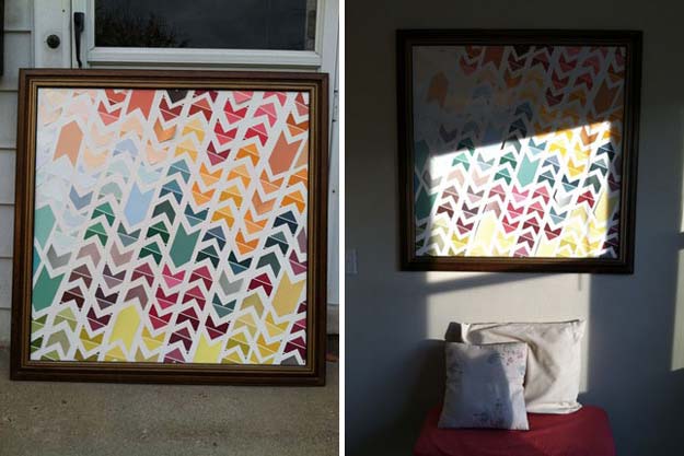 DIY Projects Made With Paint Chips - Chevron Art - Best Creative Crafts, Easy DYI Projects You Can Make With Paint Chips - Cool and Crafty How To and Project Tutorials - Crafty DIY Home Decor Ideas That Make Awesome DIY Gifts and Christmas Presents for Friends and Family 