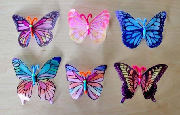 Sharpie Crafts For Teens, Kids and Adults - Cheap and easy upcycled milk cartons make pretty butterflies - DIY Projects and Ideas with Sharpies Using Markers on Fabric, Glass, Mugs, T- Shirts, Plates, Paper - Creative Arts and Crafts Ideas for Room Decor, Gifts and Fun Fashion