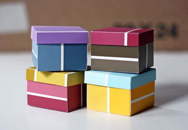 DIY Projects Made With Paint Chips - Paint Swatch Boxes - Best Creative Crafts, Easy DYI Projects You Can Make With Paint Chips - Cool and Crafty How To and Project Tutorials - Crafty DIY Home Decor Ideas That Make Awesome DIY Gifts and Christmas Presents for Friends and Family 