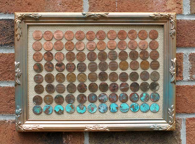 Cool DIYs Made With Pennies and Coins - DIY Penny Ombre Art - Penny Walls, Floors, DIY Penny Table. Art With Pennies, Walls and Furniture Make With Money and Coins. Cool, Creative Tutorials, Home Decor and DIY Projects Made With Old Pennies - Cool DIY Projects and Crafts for Teens