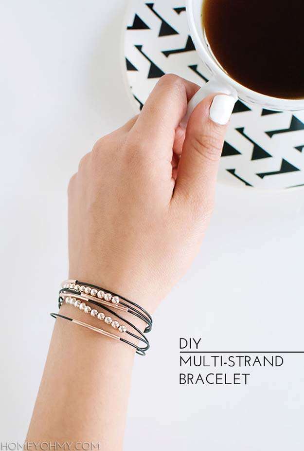 DIY Bracelets - DIY Multi-Stranded Bracelet - Cool Jewelry Making Tutorials for Making Bracelets at Home - Handmade Bracelet Crafts and Easy DIY Gift for Teens, Girls and Women - With String, Wire, Leather, Beaded, Bangle, Braided, Boho, Modern and Friendship - Cheap and Quick Homemade Jewelry Ideas 