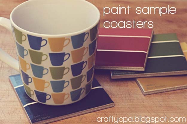 DIY Projects Made With Paint Chips - Paint Chip Coasters - Best Creative Crafts, Easy DYI Projects You Can Make With Paint Chips - Cool and Crafty How To and Project Tutorials - Crafty DIY Home Decor Ideas That Make Awesome DIY Gifts and Christmas Presents for Friends and Family 