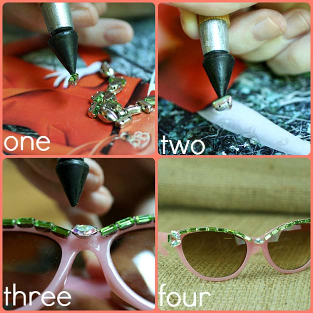 DIY Sunglasses Makeovers - DIY Embellished Retro Sunglasses - Fun Ways to Decorate and Embellish Sunglasses - Embroider, Paint, Add Jewels and Glitter to Your Shades - Cheap and Easy Projects and Crafts for Teens #diy #teencrafts #sunglasses