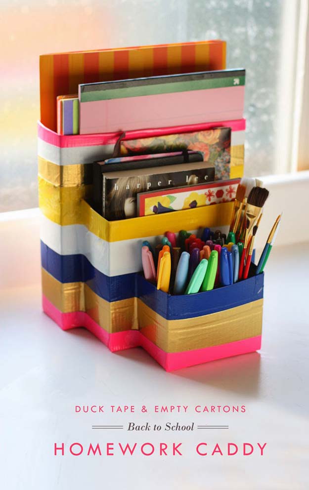 Fun DIY Ideas for Your Desk - DIY Recycled Organizer - Cubicles, Ideas for Teens and Student - Cheap Dollar Tree Storage and Decor for Offices and Home - Cool DIY Projects and Crafts for Teens 