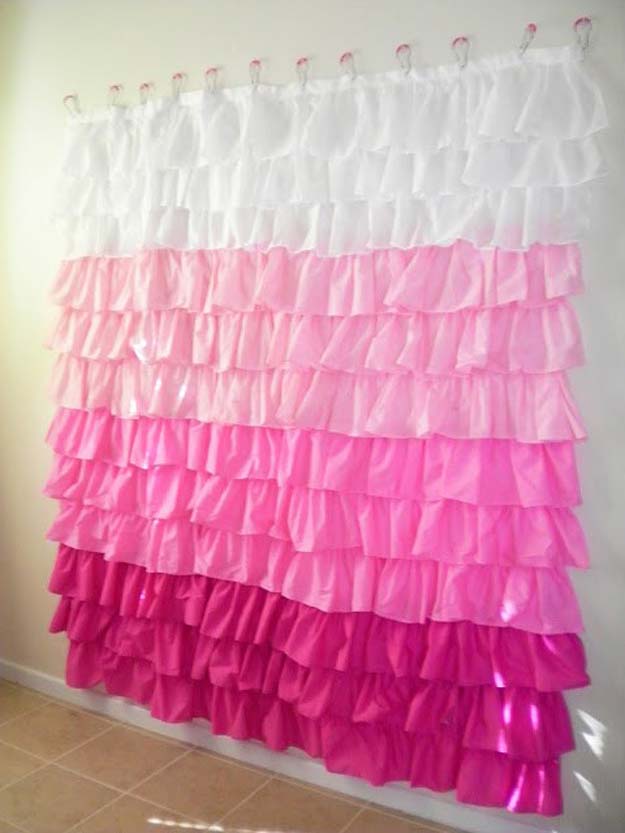 DIY Selfie Ideas - Oodles Ruffled Shower Curtain - Cool Ideas for Photo Booth and Picture Station - Props, Light, Mirror, Board, Wall, Background and Tips for Shooting Best Selfies - DIY Projects and Crafts for Teens 