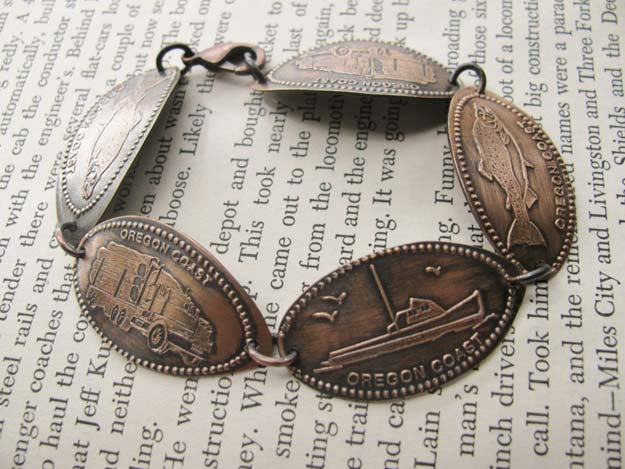 Cool DIYs Made With Pennies and Coins - Souvenir Penny Bracelet - Penny Walls, Floors, DIY Penny Table. Art With Pennies, Walls and Furniture Make With Money and Coins. Cool, Creative Tutorials, Home Decor and DIY Projects Made With Old Pennies - Cool DIY Projects and Crafts for Teens 