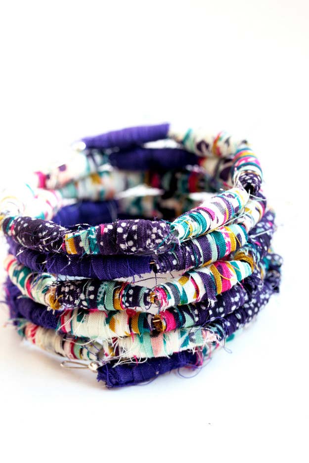 DIY Bracelets - DIY Fabric Bead Bracelet - Cool Jewelry Making Tutorials for Making Bracelets at Home - Handmade Bracelet Crafts and Easy DIY Gift for Teens, Girls and Women - With String, Wire, Leather, Beaded, Bangle, Braided, Boho, Modern and Friendship - Cheap and Quick Homemade Jewelry Ideas 