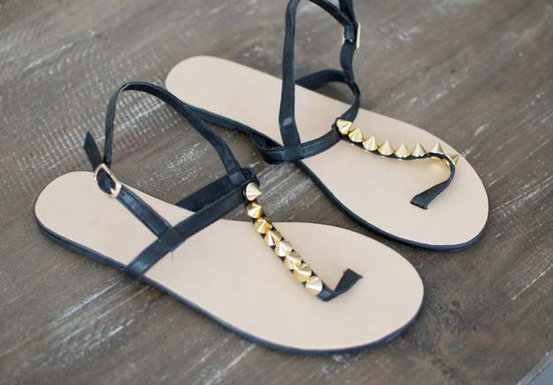 DIY Sandals and Flip Flops - DIY Studded Sandals - Creative, Cool and Easy Ways to Make or Update Your Shoes - Decorate Flip Flops with Cheap Dollar Store Crafts and Ideas - Beaded, Leather, Strappy and Painted Sandal Projects - Fun DIY Projects and Crafts for Teens and Teenagers