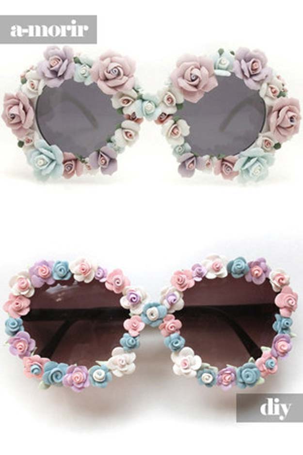 DIY Sunglasses Makeovers - DIY Floral Sunglasses - Fun Ways to Decorate and Embellish Sunglasses - Embroider, Paint, Add Jewels and Glitter to Your Shades - Cheap and Easy Projects and Crafts for Teens #diy #teencrafts #sunglasses