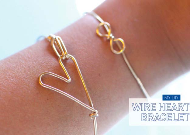 DIY Bracelets - DIY Heart Bracelet - Cool Jewelry Making Tutorials for Making Bracelets at Home - Handmade Bracelet Crafts and Easy DIY Gift for Teens, Girls and Women - With String, Wire, Leather, Beaded, Bangle, Braided, Boho, Modern and Friendship - Cheap and Quick Homemade Jewelry Ideas 
