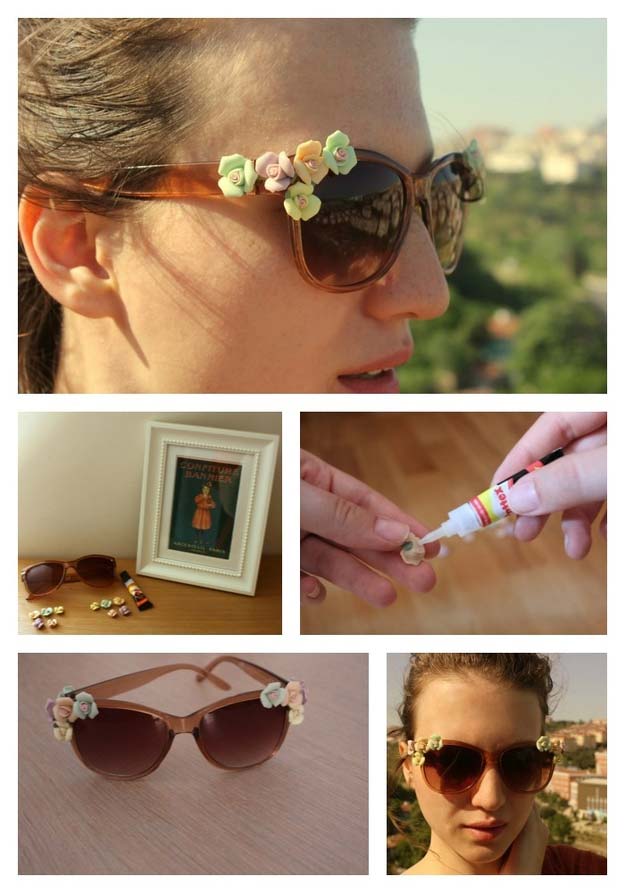 DIY Sunglasses Makeovers - Dolce & Gabbana Inspired Floral Sunglasses - Fun Ways to Decorate and Embellish Sunglasses - Embroider, Paint, Add Jewels and Glitter to Your Shades - Cheap and Easy Projects and Crafts for Teens #diy #teencrafts #sunglasses