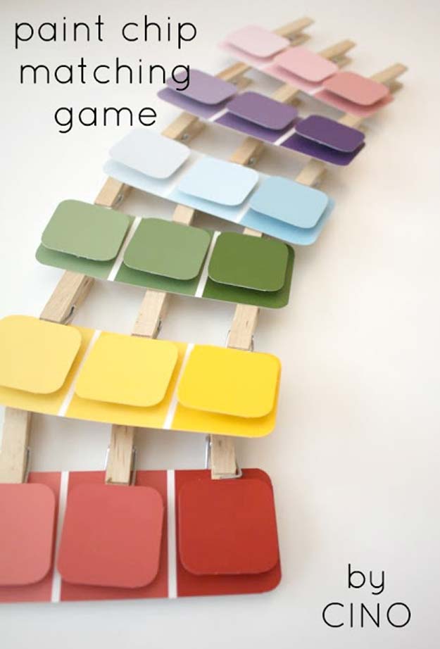 DIY Projects Made With Paint Chips - Paint Chip Matching Game - Best Creative Crafts, Easy DYI Projects You Can Make With Paint Chips - Cool and Crafty How To and Project Tutorials - Crafty DIY Home Decor Ideas That Make Awesome DIY Gifts and Christmas Presents for Friends and Family 