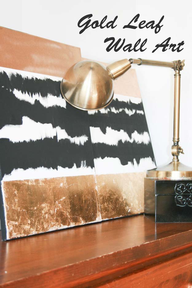 DIY Room Decor Ideas in Black and White - DIY Gold Leaf Wall Art - Creative Home Decor and Room Accessories - Cheap and Easy Projects and Crafts for Wall Art, Bedding, Pillows, Rugs and Lighting - Fun Ideas and Projects for Teens, Apartments, Adutls and Teenagers 
