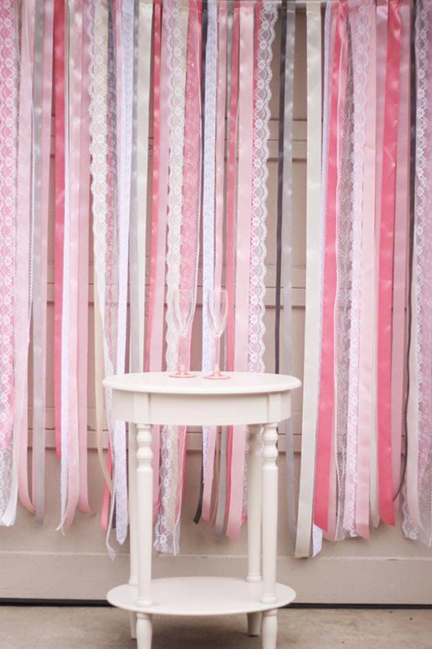 DIY Selfie Ideas - Ribbon + Lace Backdrop - Cool Ideas for Photo Booth and Picture Station - Props, Light, Mirror, Board, Wall, Background and Tips for Shooting Best Selfies - DIY Projects and Crafts for Teens 