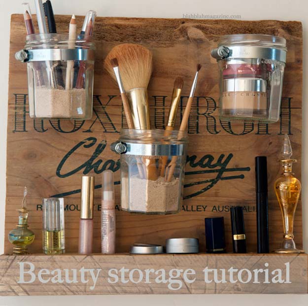 DIY Makeup Organizing Ideas - Beauty Storage Station - Projects for Makeup Drawer, Box, Storage, Jars and Wall Displays - Cheap Dollar Tree Ideas with Cardboard and Shoebox - Wood Organizers, Tray and Travel Carriers 