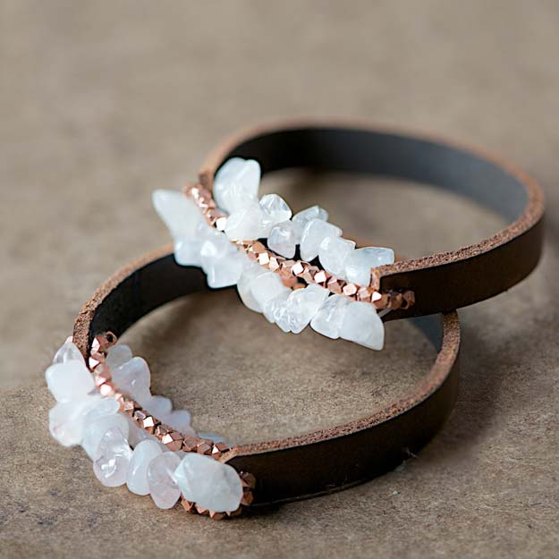 DIY Bracelets - Easy Chunky Leather Bracelet - Cool Jewelry Making Tutorials for Making Bracelets at Home - Handmade Bracelet Crafts and Easy DIY Gift for Teens, Girls and Women - With String, Wire, Leather, Beaded, Bangle, Braided, Boho, Modern and Friendship - Cheap and Quick Homemade Jewelry Ideas 