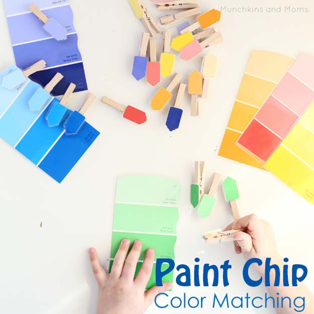 DIY Projects Made With Paint Chips - Paint Chip Color Matching Activity - Best Creative Crafts, Easy DYI Projects You Can Make With Paint Chips - Cool and Crafty How To and Project Tutorials - Crafty DIY Home Decor Ideas That Make Awesome DIY Gifts and Christmas Presents for Friends and Family