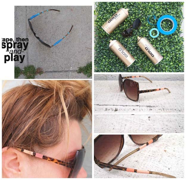 DIY Sunglasses Makeovers - Spray Paing Sunglasses - Fun Ways to Decorate and Embellish Sunglasses - Embroider, Paint, Add Jewels and Glitter to Your Shades - Cheap and Easy Projects and Crafts for Teens #diy #teencrafts #sunglasses