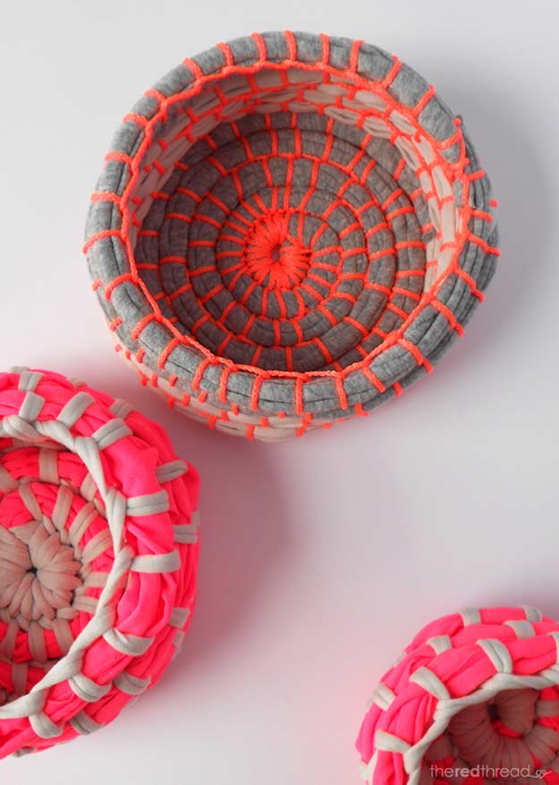 Fun DIY Ideas for Your Desk - Make a Fabric Coil Bowl - Cubicles, Ideas for Teens and Student - Cheap Dollar Tree Storage and Decor for Offices and Home - Cool DIY Projects and Crafts for Teens 