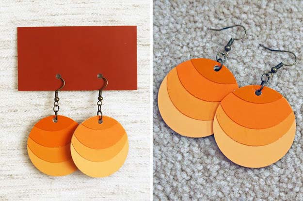 DIY Projects Made With Paint Chips - Paint Chip Ombre Earrings - Best Creative Crafts, Easy DYI Projects You Can Make With Paint Chips - Cool and Crafty How To and Project Tutorials - Crafty DIY Home Decor Ideas That Make Awesome DIY Gifts and Christmas Presents for Friends and Family 