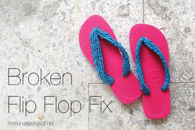DIY Sandals and Flip Flops - Broken Flip Flop Fix - Creative, Cool and Easy Ways to Make or Update Your Shoes - Decorate Flip Flops with Cheap Dollar Store Crafts and Ideas - Beaded, Leather, Strappy and Painted Sandal Projects - Fun DIY Projects and Crafts for Teens and Teenagers 