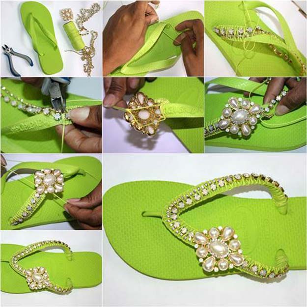 DIY Sandals and Flip Flops - DIY Nice Decorated Flip Flops - Creative, Cool and Easy Ways to Make or Update Your Shoes - Decorate Flip Flops with Cheap Dollar Store Crafts and Ideas - Beaded, Leather, Strappy and Painted Sandal Projects - Fun DIY Projects and Crafts for Teens and Teenagers 