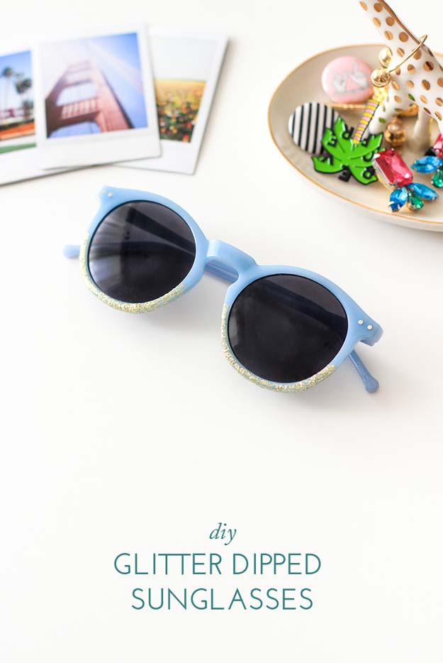 DIY Sunglasses Makeovers - Glitter Dipped Sunglasses - Fun Ways to Decorate and Embellish Sunglasses - Embroider, Paint, Add Jewels and Glitter to Your Shades - Cheap and Easy Projects and Crafts for Teens #diy #teencrafts #sunglasses