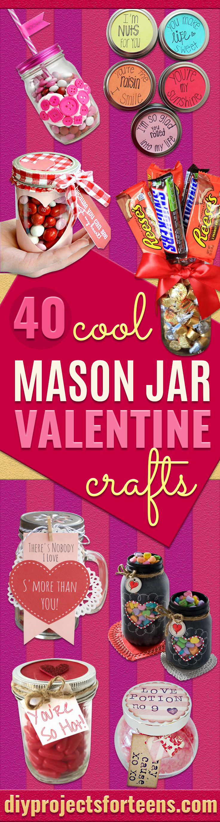 Best Mason Jar Valentine Crafts -Cute Mason Jar Valentines Day Gifts and Crafts | Easy DIY Ideas for Valentines Day for Homemade Gift Giving and Room Decor | Creative Home Decor and Craft Projects for Teens, Teenagers, Kids and Adults 