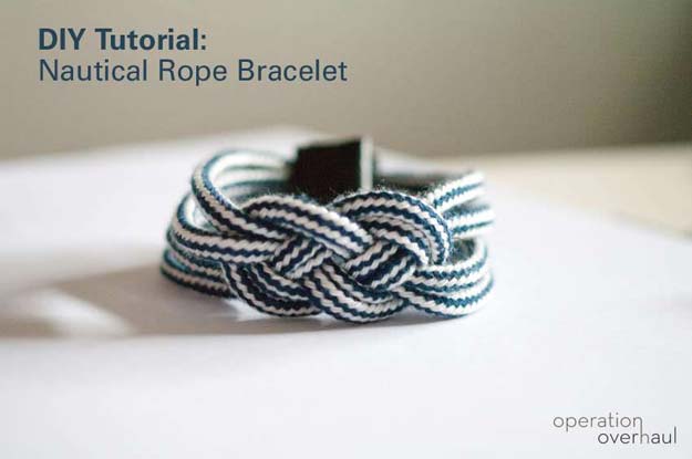 DIY Bracelets - Nautical Rope Bracelet - Cool Jewelry Making Tutorials for Making Bracelets at Home - Handmade Bracelet Crafts and Easy DIY Gift for Teens, Girls and Women - With String, Wire, Leather, Beaded, Bangle, Braided, Boho, Modern and Friendship - Cheap and Quick Homemade Jewelry Ideas 