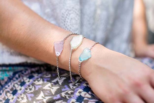 DIY Bracelets - DIY Sea Glass Bracelet - Cool Jewelry Making Tutorials for Making Bracelets at Home - Handmade Bracelet Crafts and Easy DIY Gift for Teens, Girls and Women - With String, Wire, Leather, Beaded, Bangle, Braided, Boho, Modern and Friendship - Cheap and Quick Homemade Jewelry Ideas 
