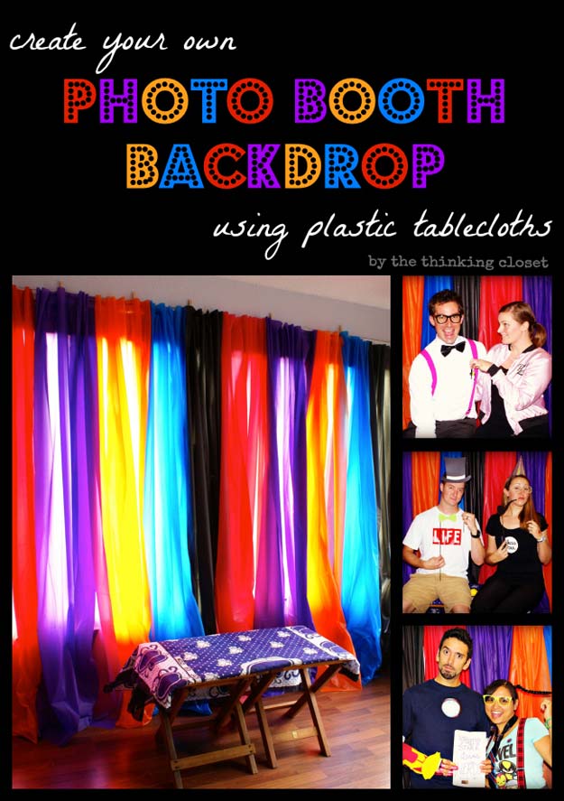 DIY Selfie Ideas - Plastic Tablecloth Backdrop - Cool Ideas for Photo Booth and Picture Station - Props, Light, Mirror, Board, Wall, Background and Tips for Shooting Best Selfies - DIY Projects and Crafts for Teens 