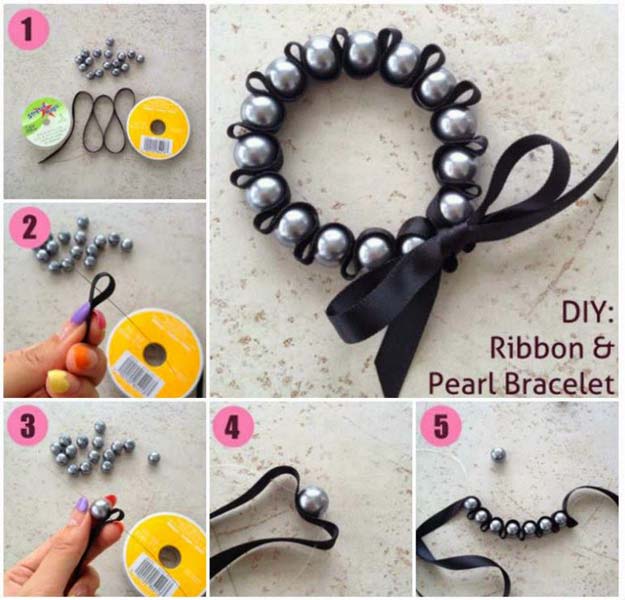 Crafts to Make and Sell - DIY Ribbon and Pearl Bracelet - Easy Step by Step Tutorials for Fun, Cool and Creative Ways for Teenagers to Make Money Selling Stuff - Room Decor, Accessories, Gifts and More 