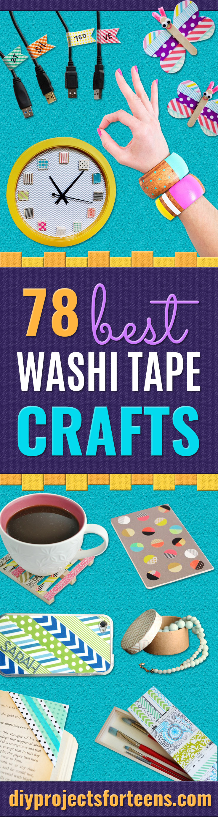 Washi Tape Crafts - Wall Art, Frames, Cards, Pencils, Room Decor and DIY Gifts, Back To School Supplies - Creative, Fun Craft Ideas for Teens, Tweens and Teenagers - Step by Step Tutorials and Instructions #washitape #crafts #cheapcrafts #teencrafts