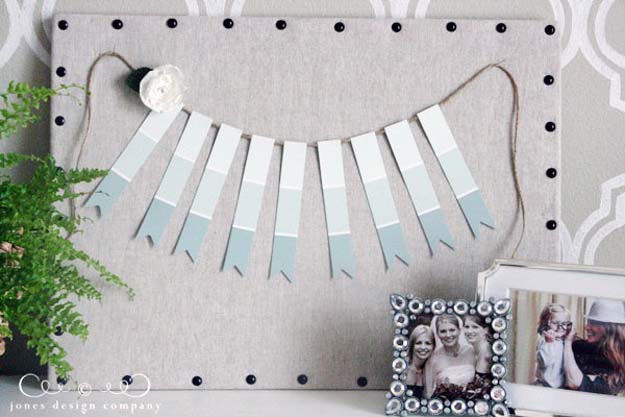 DIY Projects Made With Paint Chips - Paint Chip Garland - Best Creative Crafts, Easy DYI Projects You Can Make With Paint Chips - Cool and Crafty How To and Project Tutorials - Crafty DIY Home Decor Ideas That Make Awesome DIY Gifts and Christmas Presents for Friends and Family 