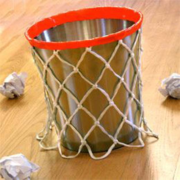 DIY Room Decor Ideas for Boys - - DIY Basketball Themed Trash Can - Teen Bedroom Decor Idea for Boy - Wall Art, Lighting, Lamps, Shelves, Bedding, Curtains and Rugs for Boy Rooms - Easy Step by Step Tutorials and Projects for Decorating Teens and Tweens Rooms 