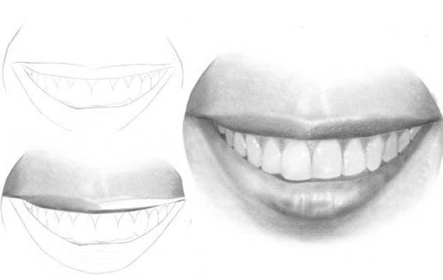 Cool Drawing Tutorials - How To Draw A Mouth and Teeth - Learn How To Draw Animals, Easy People, Step by Step Drawing and Tutorial With Instructions - Creative Arts and Crafts Ideas for Teens - Shapes, Shading, Buildings, School Art Projects, Drawing for Beginners and Teenagers, Kids #drawing #art #drawingtutorials