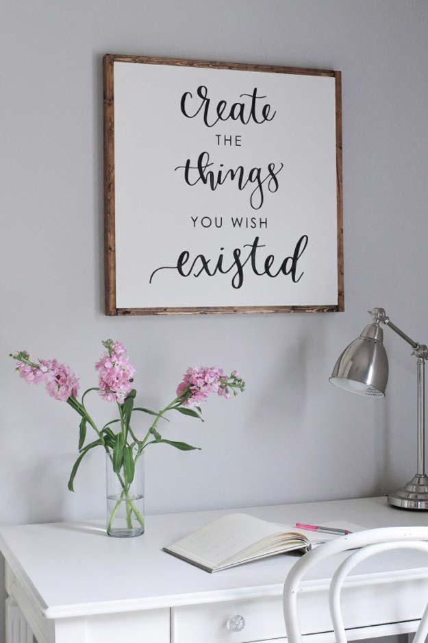 All White DIY Room Decor - DIY Wood Sign with Calligraphy Quote - Creative Home Decor Ideas for the Bedroom and Teen Rooms - Do It Yourself Crafts and White Wall Art, Bedding, Curtains, Lamps, Lighting, Rugs and Accessories - Easy Room Decoration Ideas for Girls, Teens and Tweens - Cute DIY Gifts and Projects With Step by Step Tutorials and Instructions 