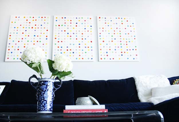 All White DIY Room Decor - DIY Happy Dots Wall Art - Creative Home Decor Ideas for the Bedroom and Teen Rooms - Do It Yourself Crafts and White Wall Art, Bedding, Curtains, Lamps, Lighting, Rugs and Accessories - Easy Room Decoration Ideas for Girls, Teens and Tweens - Cute DIY Gifts and Projects With Step by Step Tutorials and Instructions 