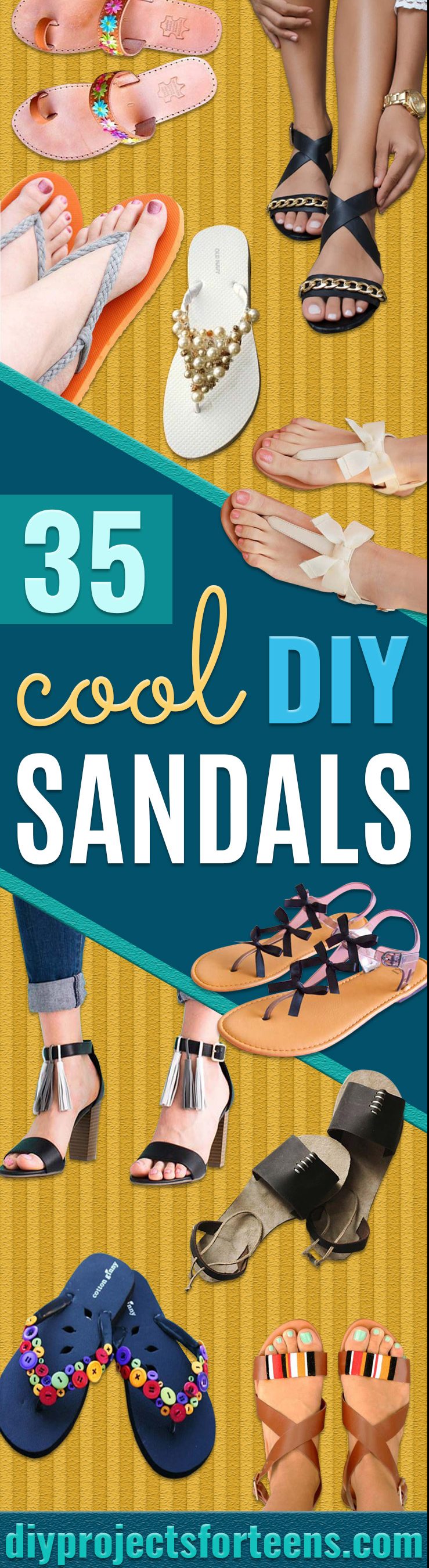 DIY Sandals and Flip Flops - Simple Yet Chic DIY Shoes - Creative, Cool and Easy Ways to Make or Update Your Shoes - Decorate Flip Flops with Cheap Dollar Store Crafts and Ideas - Beaded, Leather, Strappy and Painted Sandal Projects - Fun DIY Projects and Crafts for Teens and Teenagers 