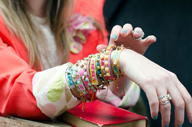 DIY Bracelets - Leather and Fabric Studded Bracelets - Cool Jewelry Making Tutorials for Making Bracelets at Home - Handmade Bracelet Crafts and Easy DIY Gift for Teens, Girls and Women - With String, Wire, Leather, Beaded, Bangle, Braided, Boho, Modern and Friendship - Cheap and Quick Homemade Jewelry Ideas 