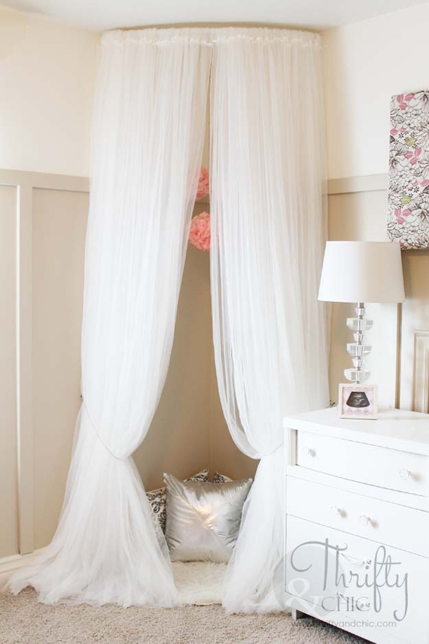 All White DIY Room Decor - Whimsical Canopy Tent Reading Nook - Creative Home Decor Ideas for the Bedroom and Teen Rooms - Do It Yourself Crafts and White Wall Art, Bedding, Curtains, Lamps, Lighting, Rugs and Accessories - Easy Room Decoration Ideas for Girls, Teens and Tweens - Cute DIY Gifts and Projects With Step by Step Tutorials and Instructions 