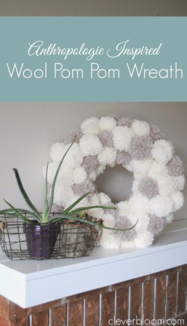 Easy Crafts for Teens - Anthropologie Inspired Wool Pom Pom Wreath - Cheap and Easy DIY Projects for Teenagers - Learn Basic Craft Techniques and Tutorials for Learning The Basics for Do It Yourself Projects and Fun Crafts - Easy Step by Step Tutorials for Making Pom Poms, Using a Glue Gun, Painting How To and More - Cool Ideas for Teens, Teenagers and Adults - Cheap Arts and Crafts Ideas and Tips 