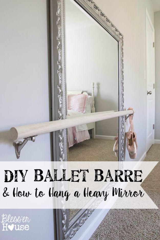 Best DIY Room Decor Ideas for Teens and Teenagers - DIY Ballet Barre - Best Cool Crafts, Bedroom Accessories, Lighting, Wall Art, Creative Arts and Crafts Projects, Rugs, Pillows, Curtains, Lamps and Lights - Easy and Cheap Do It Yourself Ideas for Teen Bedrooms and Play Rooms #teencrafts #diydecor #roomideas #teenrooms #teendecor #diyideas