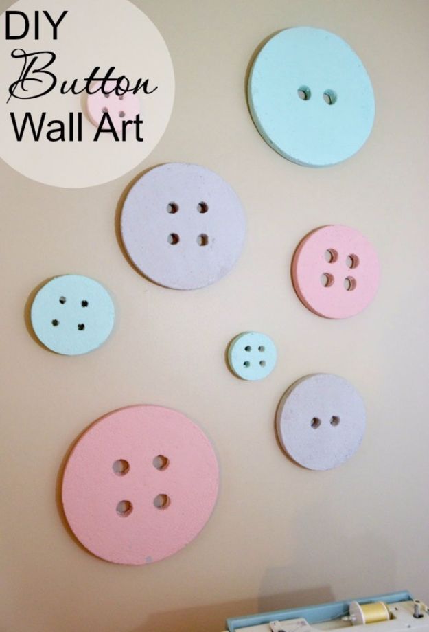 Best DIY Room Decor Ideas for Teens and Teenagers - DIY Button Wall Art - Best Cool Crafts, Bedroom Accessories, Lighting, Wall Art, Creative Arts and Crafts Projects, Rugs, Pillows, Curtains, Lamps and Lights - Easy and Cheap Do It Yourself Ideas for Teen Bedrooms and Play Rooms #teencrafts #diydecor #roomideas #teenrooms #teendecor #diyideas