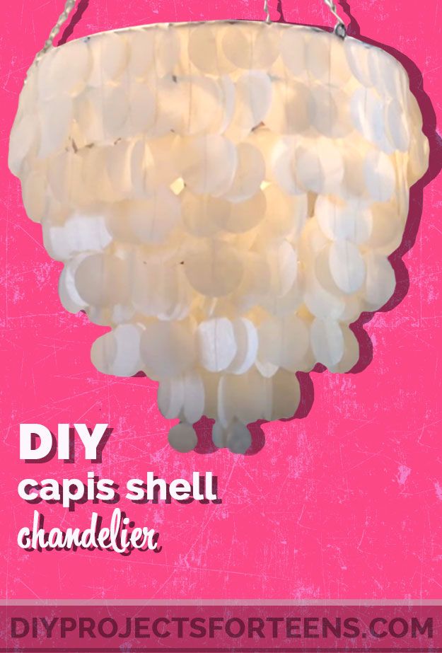 Best DIY Room Decor Ideas for Teens and Teenagers - DIY Capiz Shell Chandelier - Best Cool Crafts, Bedroom Accessories, Lighting, Wall Art, Creative Arts and Crafts Projects, Rugs, Pillows, Curtains, Lamps and Lights - Cheap DIY Lighting Ideas for Teen Rooms Girls #teencrafts #diydecor #roomideas #teenrooms #teendecor #diyideas