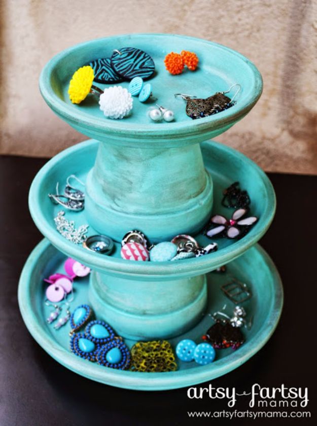DIY Jewelry Storage - DIY Jewelry Stand - Do It Yourself Crafts and Projects for Organizing, Storing and Displaying Jewelry - Earrings, Rings, Necklaces - Jewelry Tree, Boxes, Hangers - Cheap and Easy Ways To Organize Jewelry in Bedroom and Bathroom - Dollar Store Crafts and Cheap Ideas for Decorating 