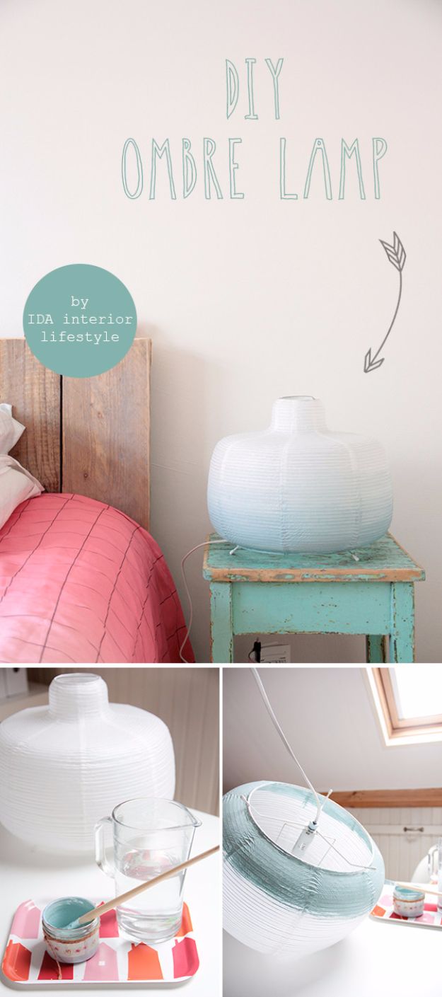 Best DIY Room Decor Ideas for Teens and Teenagers - DIY Ombre Lamp - Best Cool Crafts, Bedroom Accessories, Lighting, Wall Art, Creative Arts and Crafts Projects, Rugs, Pillows, Curtains, Lamps and Lights - Easy and Cheap Do It Yourself Ideas for Teen Bedrooms and Play Rooms #teencrafts #diydecor #roomideas #teenrooms #teendecor #diyideas