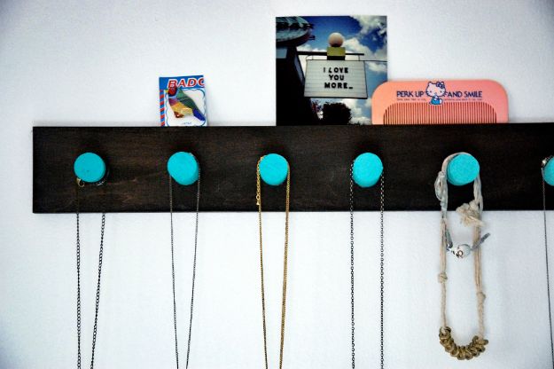 DIY Jewelry Storage - DIY Ombre Necklace Rack - Do It Yourself Crafts and Projects for Organizing, Storing and Displaying Jewelry - Earrings, Rings, Necklaces - Jewelry Tree, Boxes, Hangers - Cheap and Easy Ways To Organize Jewelry in Bedroom and Bathroom - Dollar Store Crafts and Cheap Ideas for Decorating 