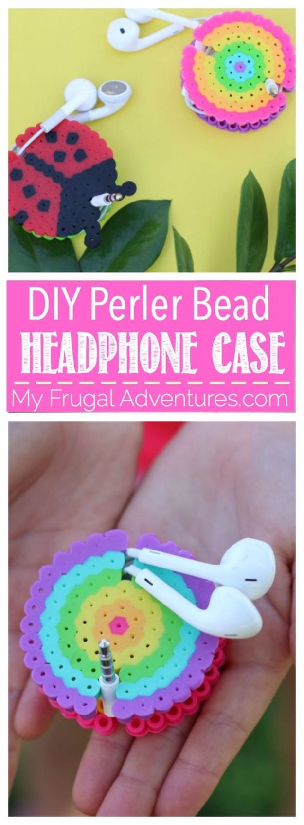 Best DIY Ideas for Teens To Make This Summer - DIY Perler Bead Headphone Case - Fun and Easy Crafts, Room Decor, Toys and Craft Projects to Make And Sell - Cool Gifts for Friends, Awesome Things To Do When You Are Bored - Teenagers - Boys and Girls Love Making These Creative Projects With Step by Step Tutorials and Instructions #diyideas #summer #teencrafts #crafts